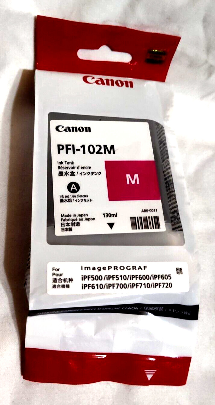 Printer Ink Cartridge Canon PFI-102M Magenta Ink Tank ImagePROGRAF Sealed