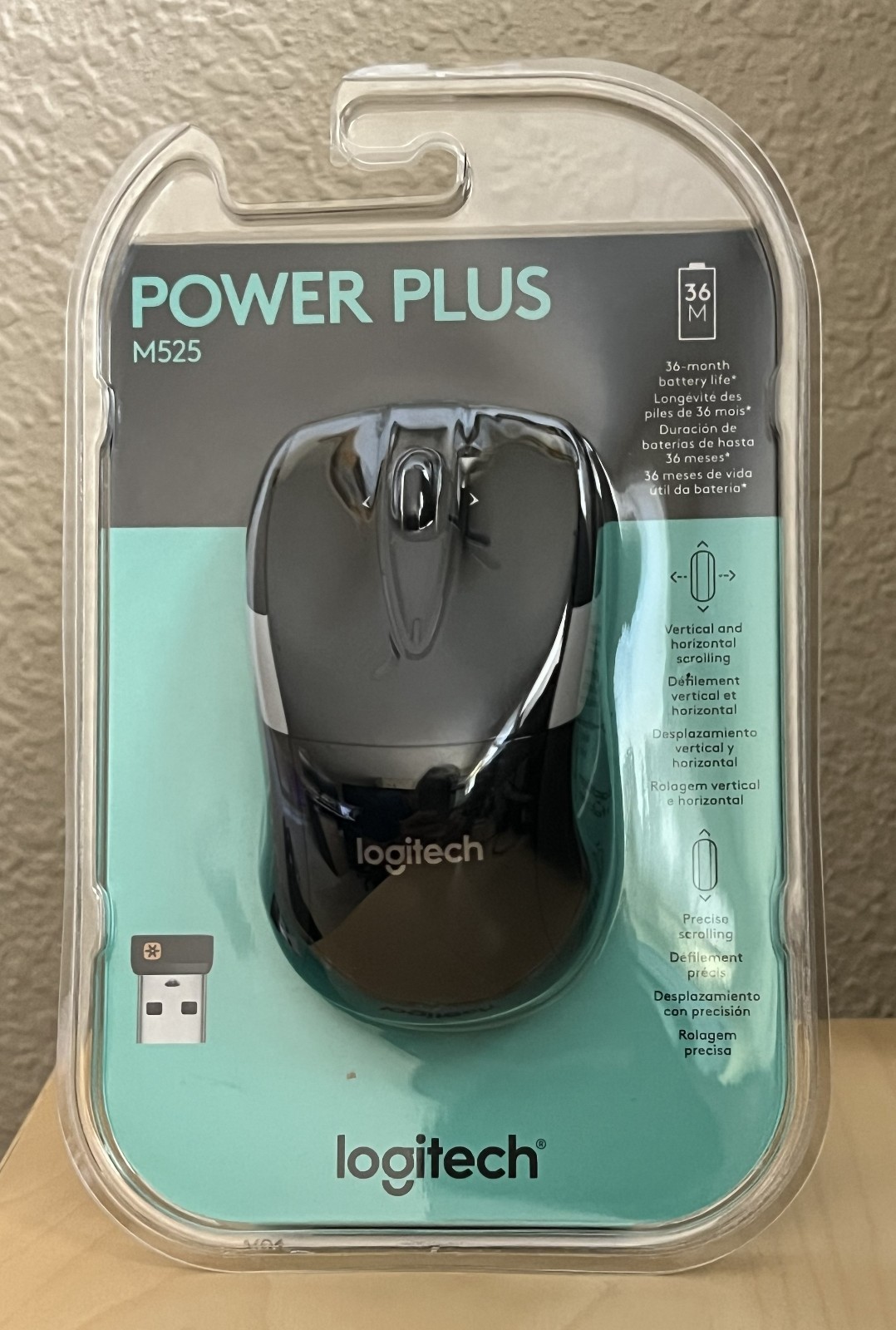 Logitech M525 Power Plus Optical Wireless Mouse Black - New
