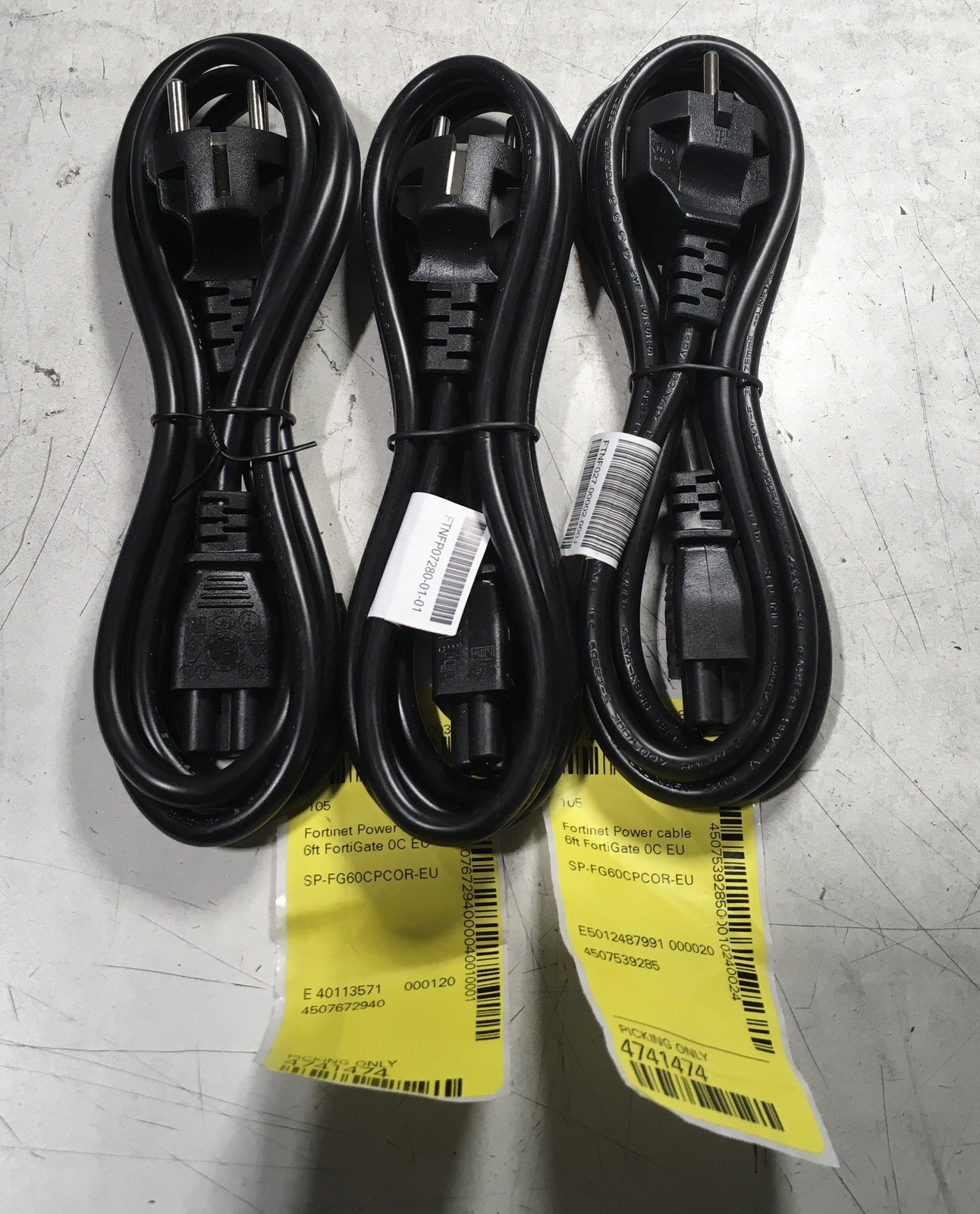 LOT OF 3 - Fortinet SP-FG60CPCOR-EU Power Cable *NEW*