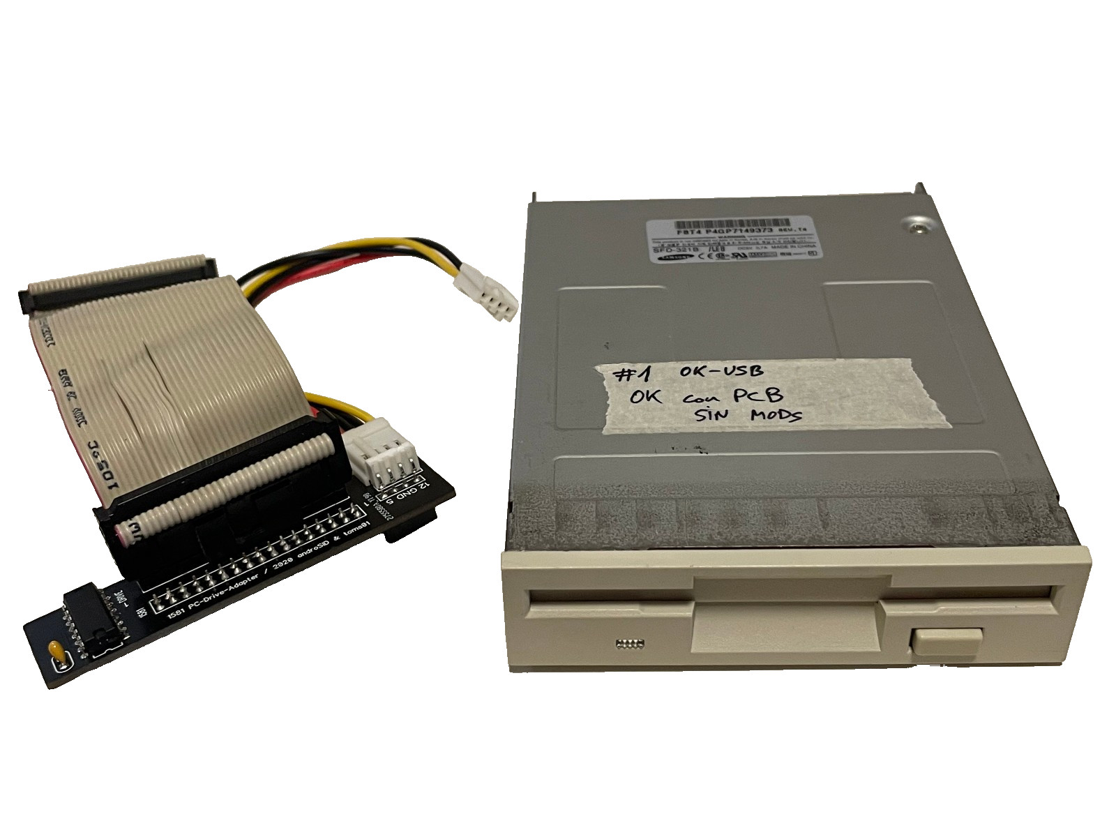 Commodore 1581 PC Drive Adapter + Floppy Disk SAMSUNG SFD-321B