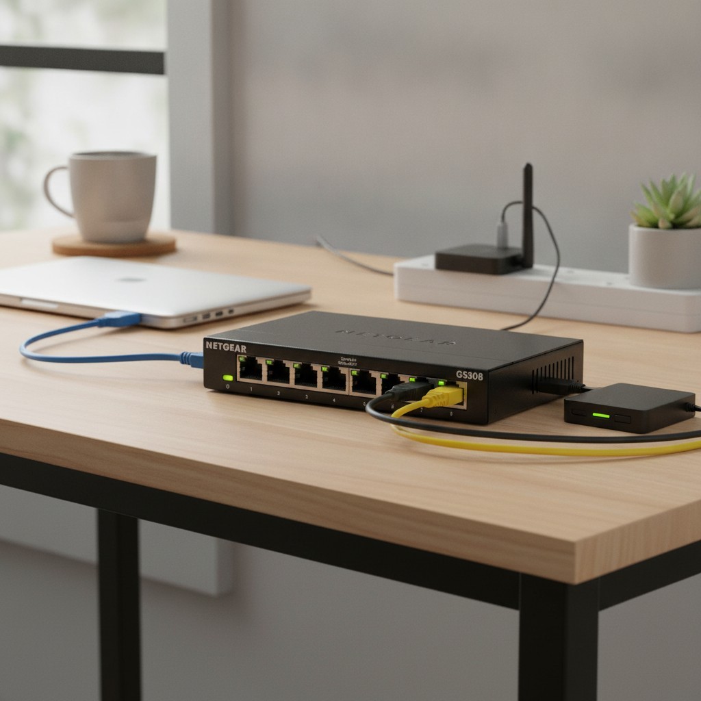 Reliable 8-Port Ethernet Switch with Silent Operation for Seamless Connectivity