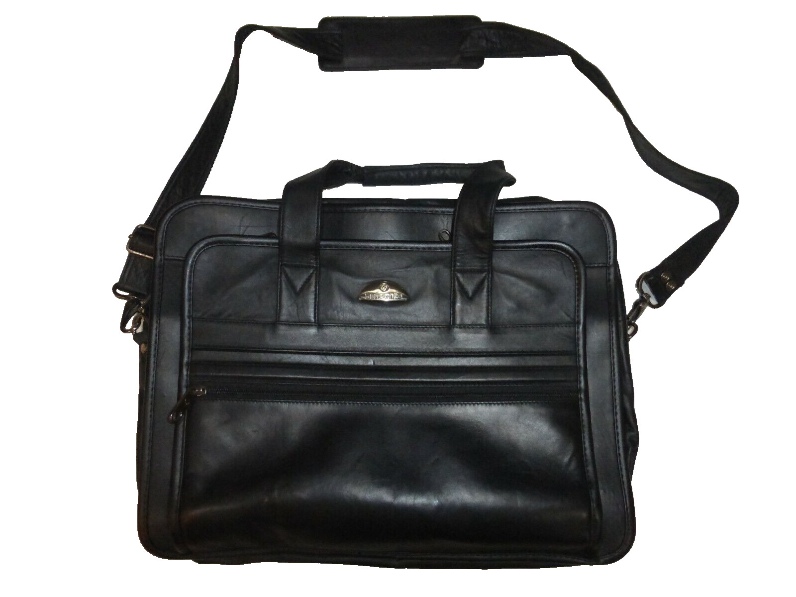 New Samsonite Black Faux Leather Expandable Laptop Computer Briefcase Organizer