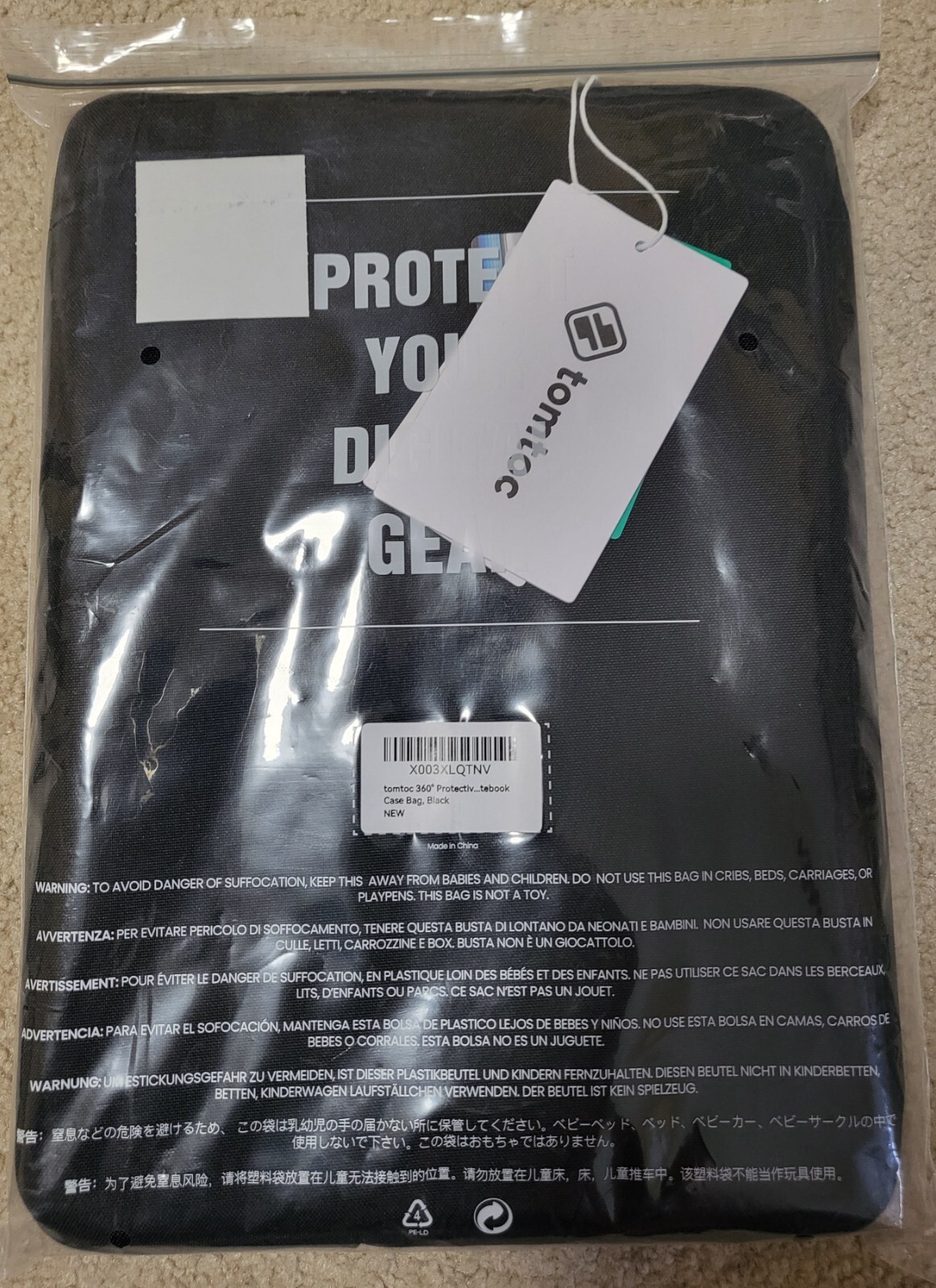 Tomtoc 360 Protective Laptop Shoulder Bag Protect Digital Gear 13"x10" Black