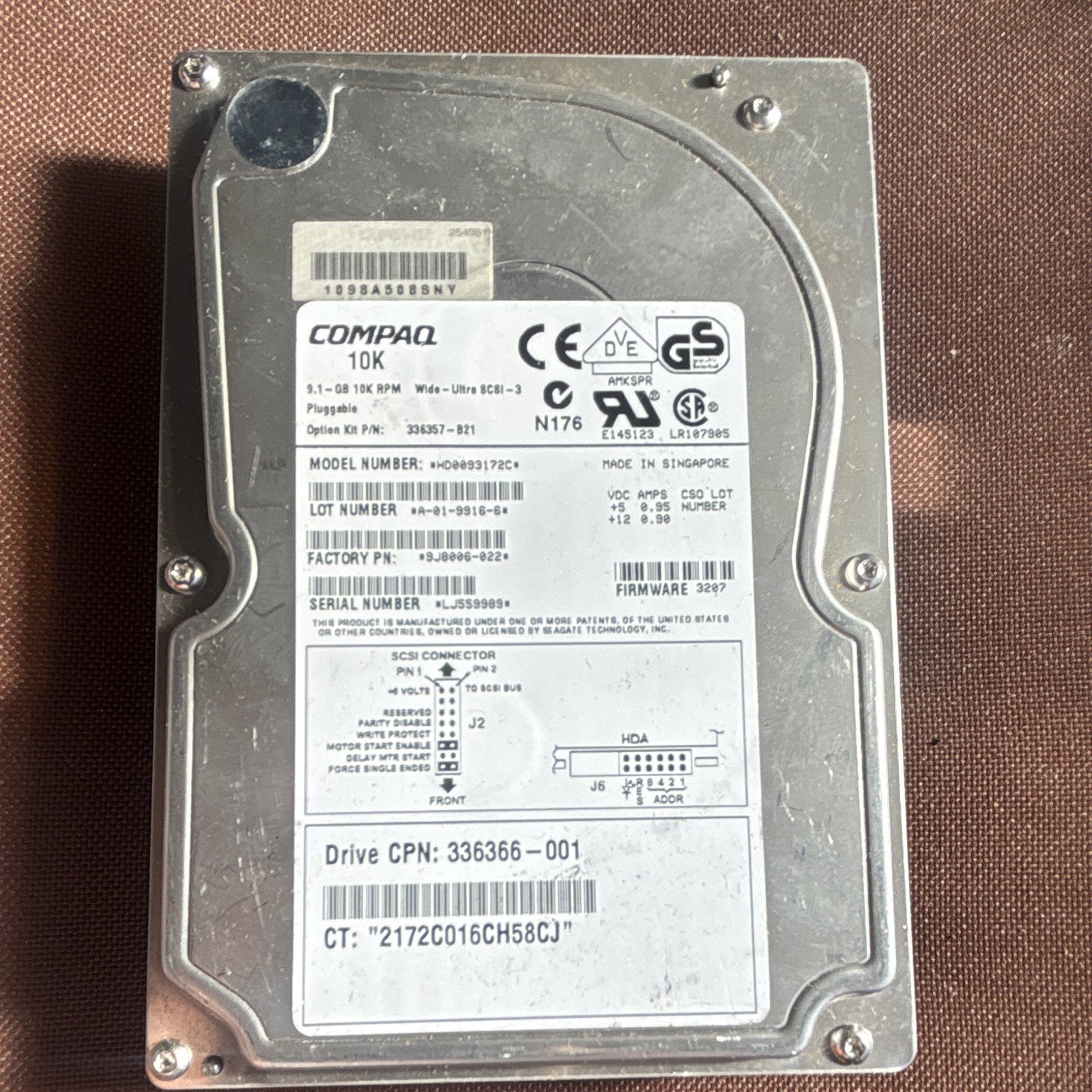 Compaq DCHS-04Y 4.3GB 3.5in Wide Ultra SCSI 7200RPM Hot Swap HDD