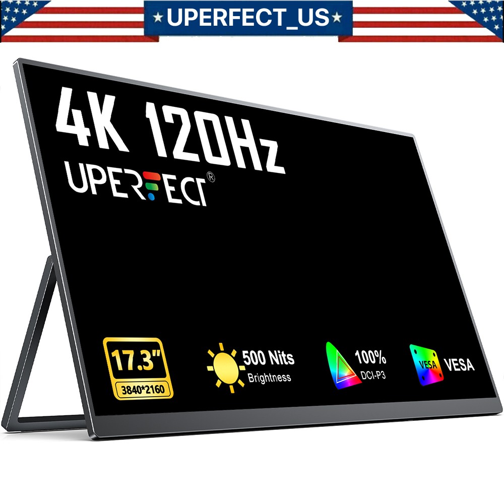 4K Portable Monitor, 17.3'' 120Hz 100%DCI-P3 500Nits HDR FreeSync Gaming Traver