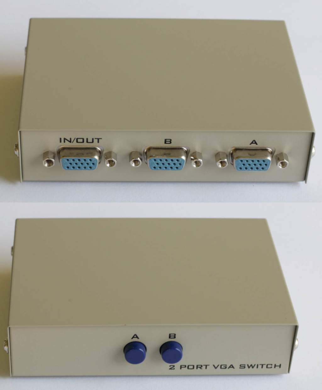 2 Port VGA SVGA Monitor Sharing Switch Box 2 In 1 Out For LCD PC TV Monitor