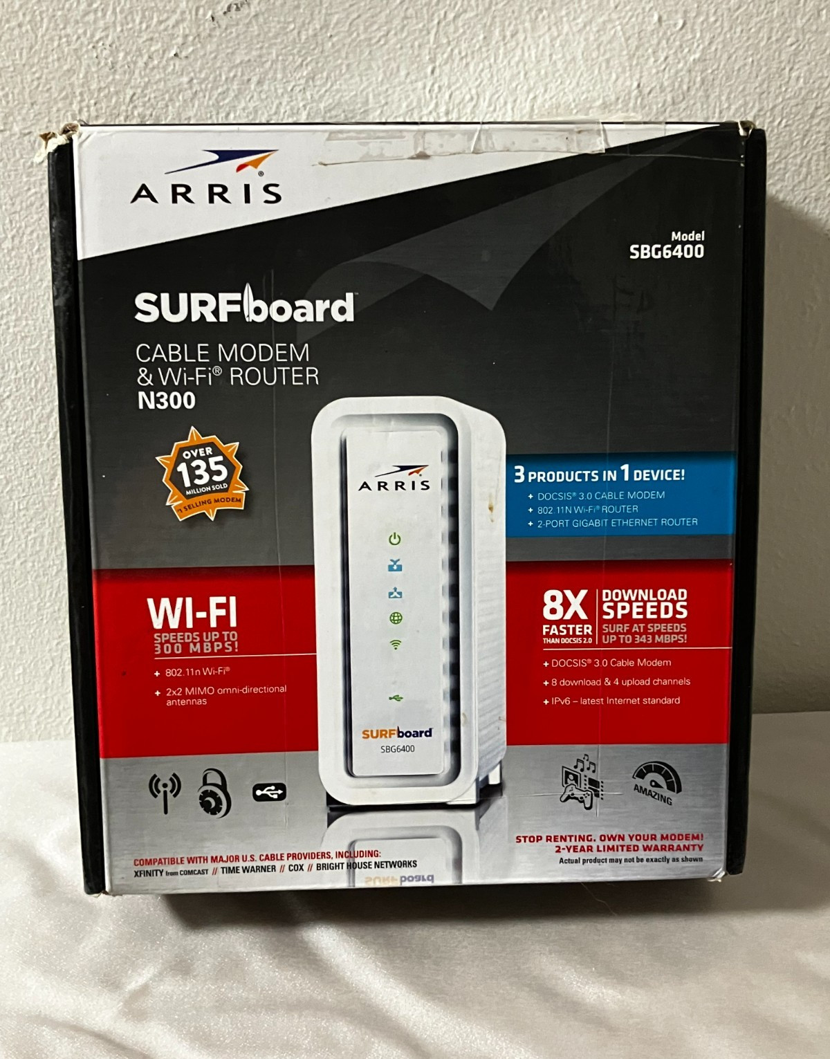New Arris Surfboard DOCSIS 3 Cable Modem & Wi-Fi Router N300-SBG6400$8.00