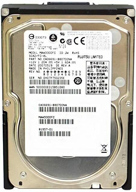 Fujitsu MAW3300FC 300GB 15K 3.5" FC HDD – Enterprise Fibre Channel Drive