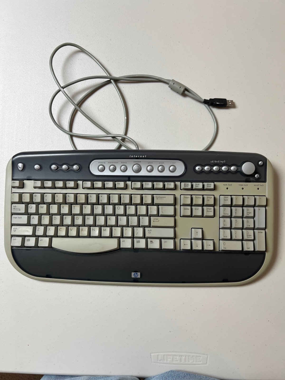 Vintage HP 5308 USB Keyboard Wired w Multimedia Buttons PN: 5185-0478