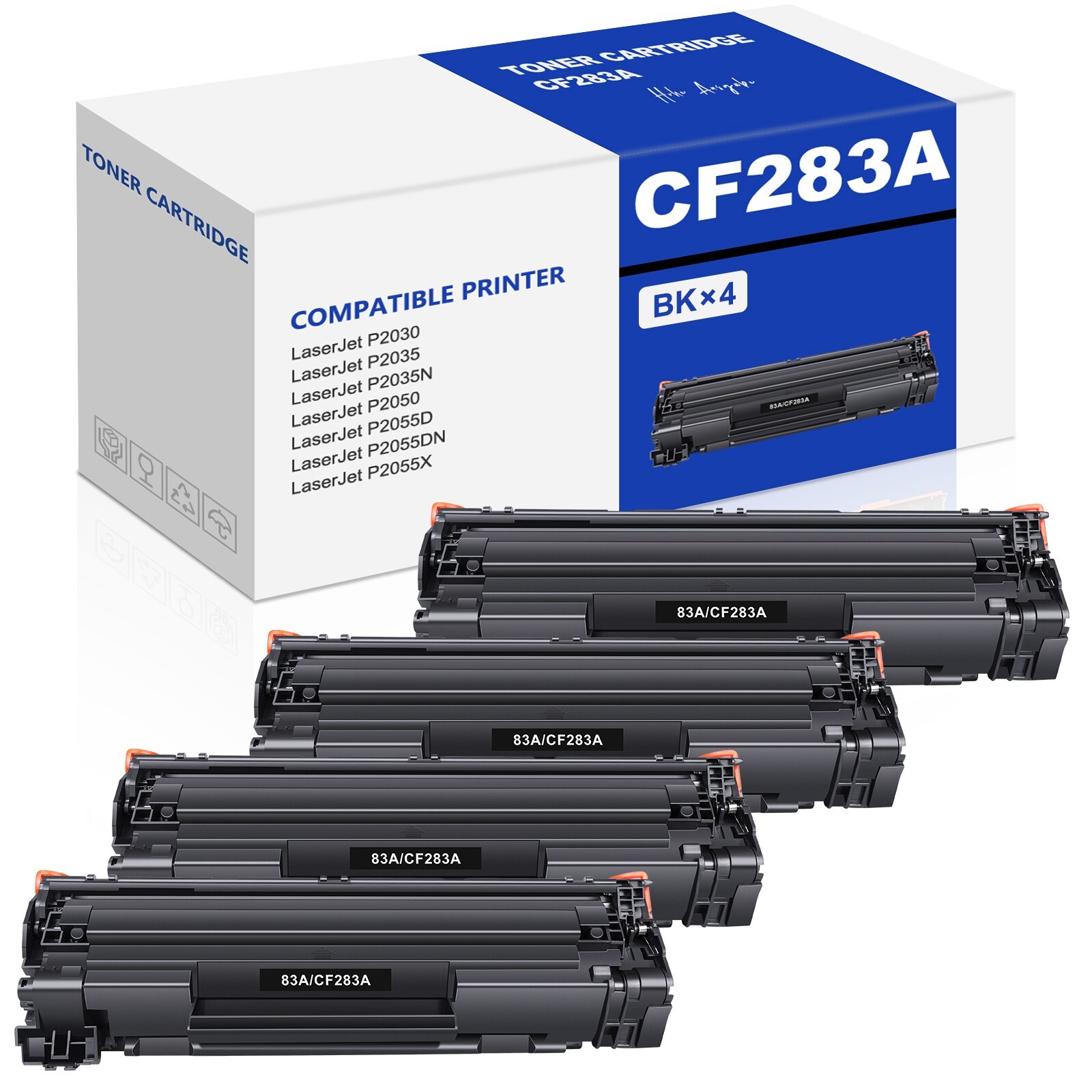 4 PACK CF283A 83A Toner for HP LaserJet Pro MFP M225rdn M201dw M127fw Printer