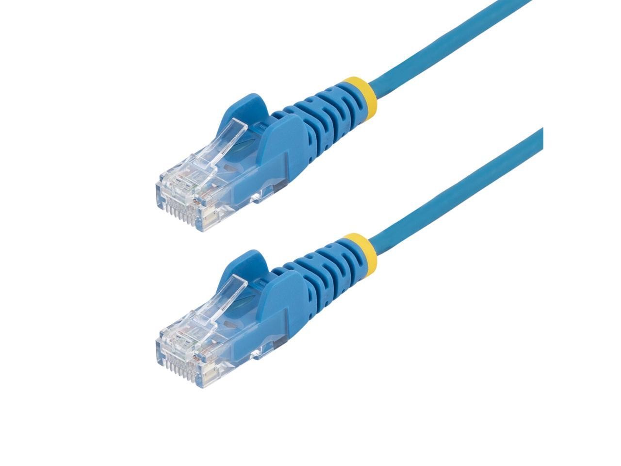StarTech 2ft Blue Slim CAT6 Ethernet Cable, Snagless, 100W PoE, UTP, LSZH, 28AWG