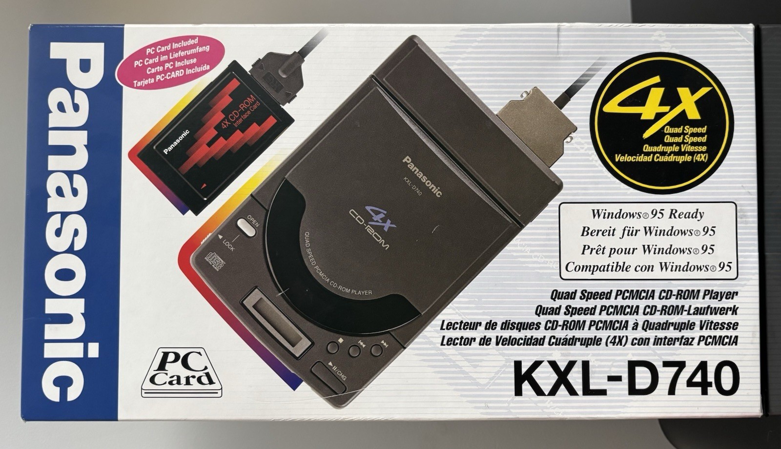 Panasonic KXL-D740 Quad Speed PCMCIA CD-ROM Player - Type G Plug - Open Box