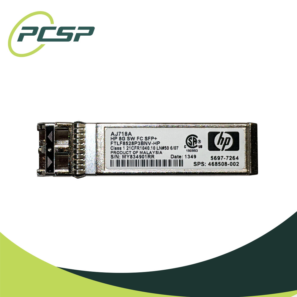 Lot of 100 HP AJ718A 8G SW FC SFP+ Transceiver 850nm FTLF8528P3BNV-HP 468508-002