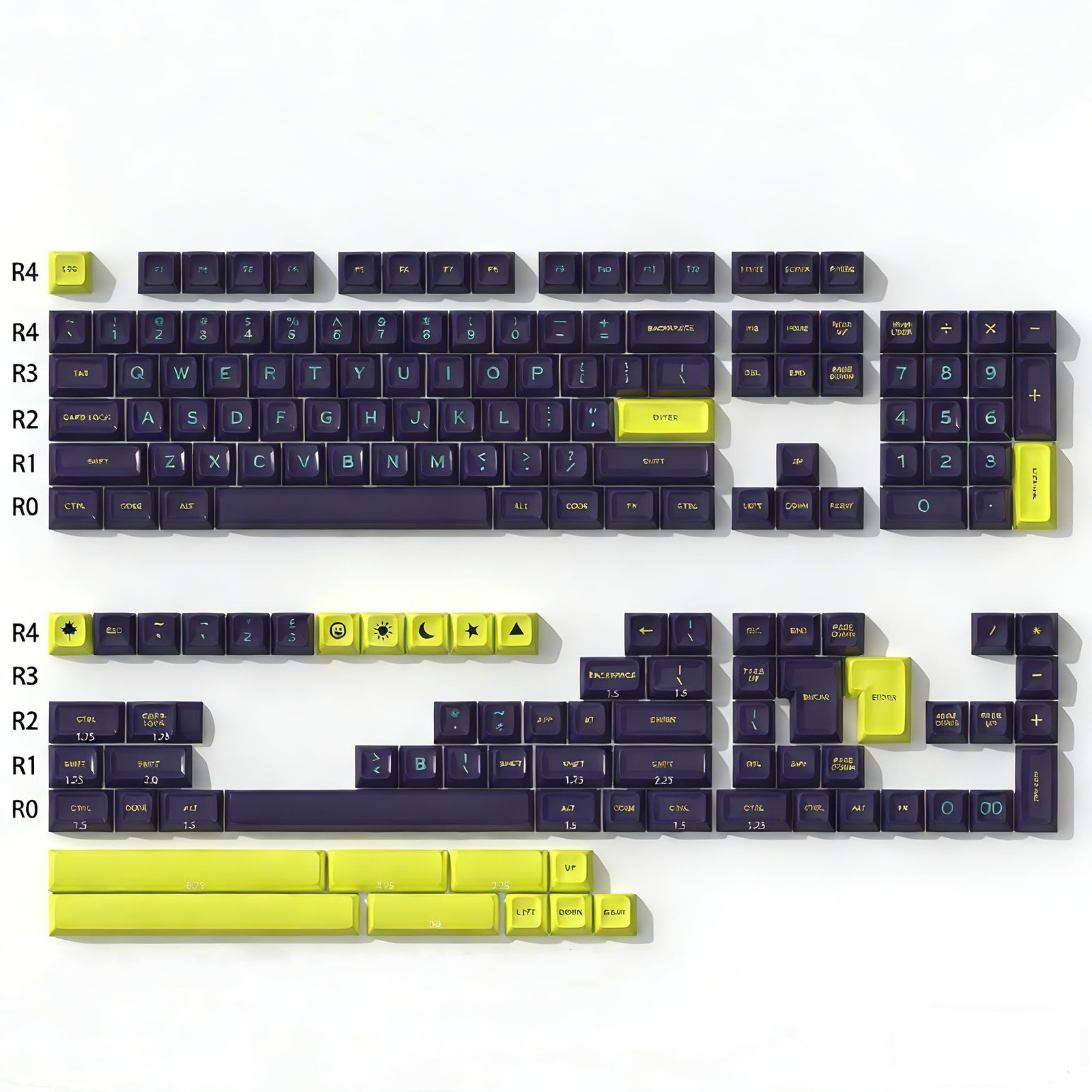 172 Keys Punk PBT Keycaps SA Profile Double Shot Blue Yellow Cherry MX