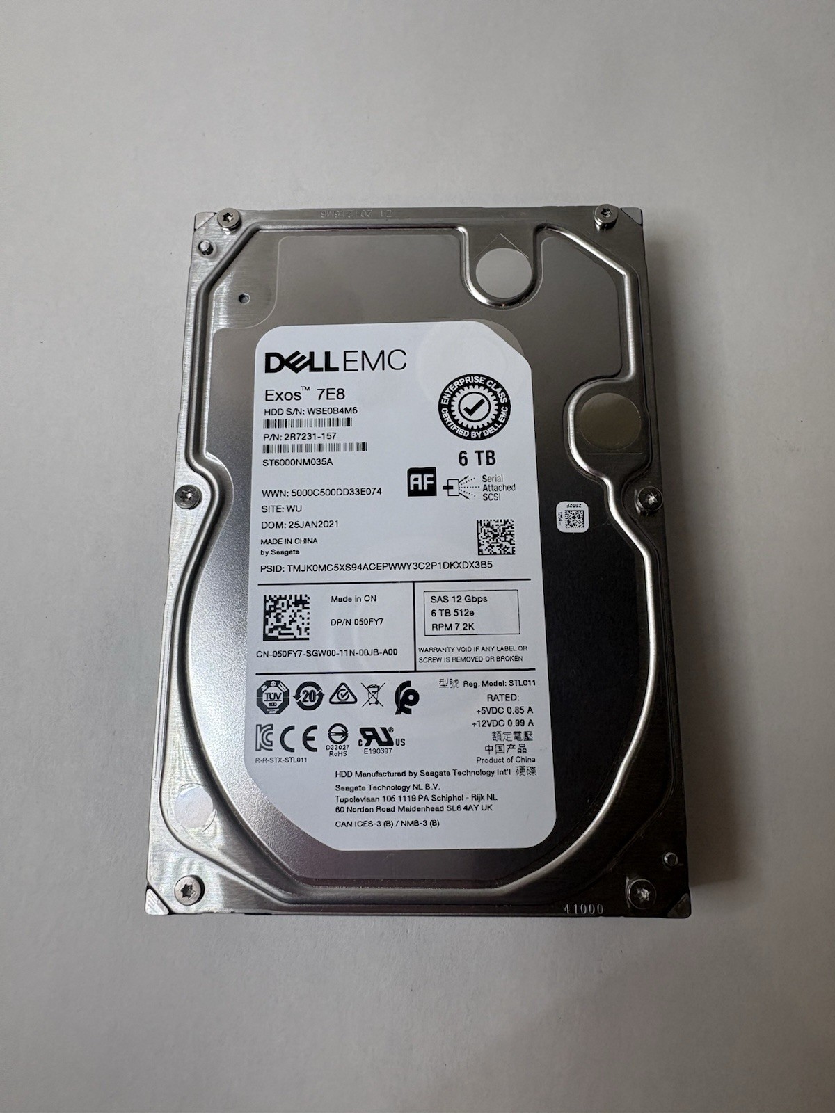 Seagate Exos 7E8 ST6000NM035A 6TB 3.5" 7.2K RPM 12Gb/s HDD (wiped and tested)