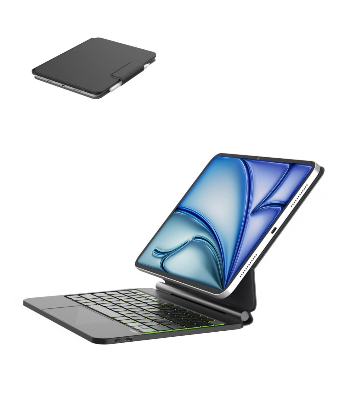 eiP Magnetic Keyboard Case For iPad Pro 11 1-4 Air 11 M2 Air 5 4 Trackpad Black