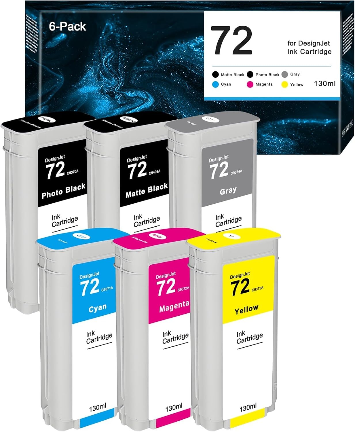 72 Ink Cartridge for HP DesignJet T610 T620 T770 T790 T795 T1100 T1120 T1200-300