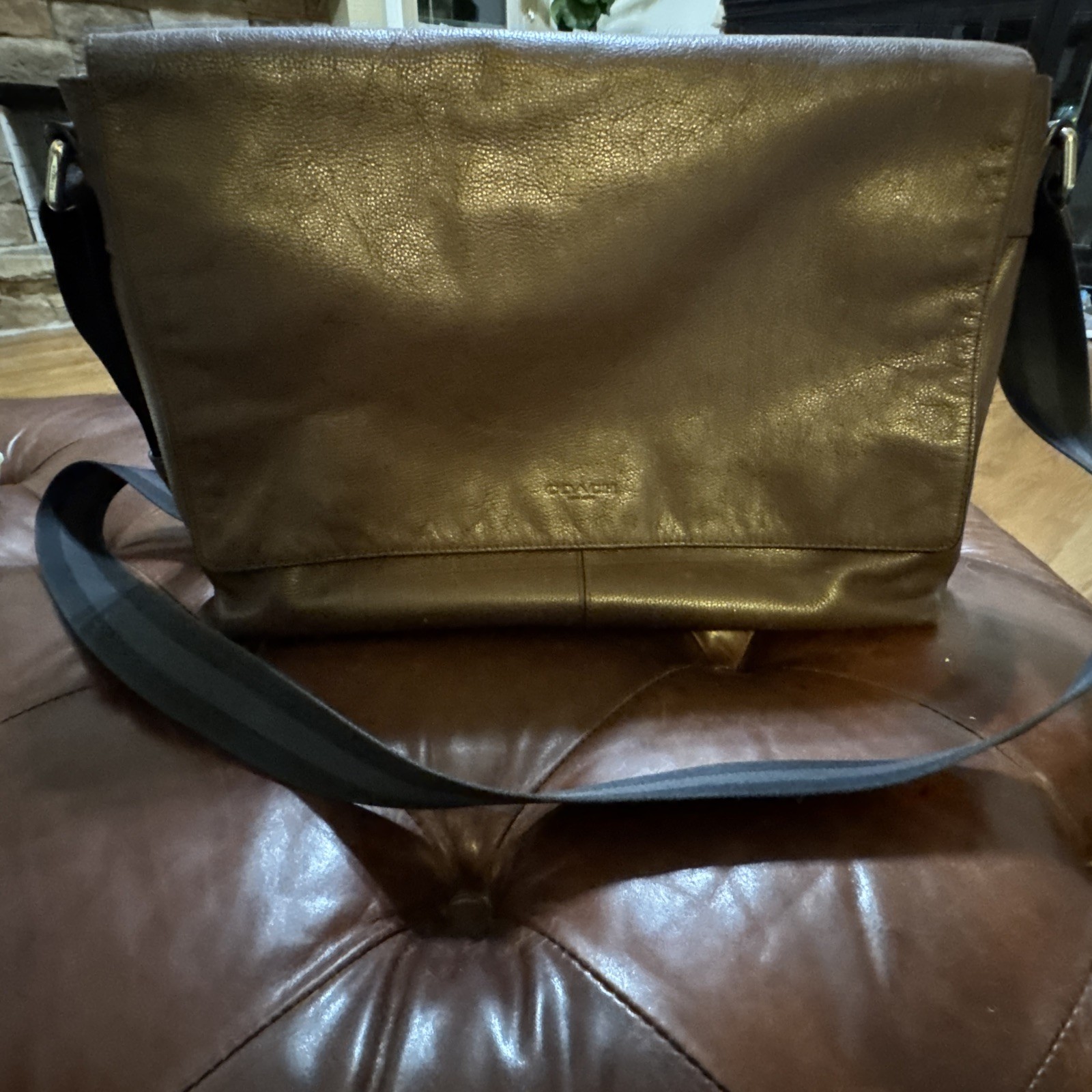 COACH F54792 Charles Messenger Brown Leather Shoulder Laptop Bag