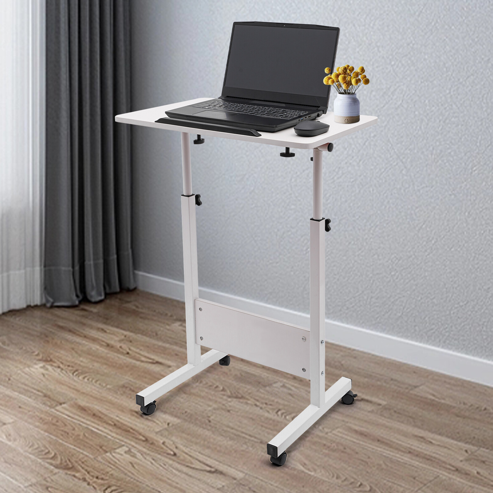Adjustable Height Standing Desk, Portable Laptop Desk, Rolling Computer Stand