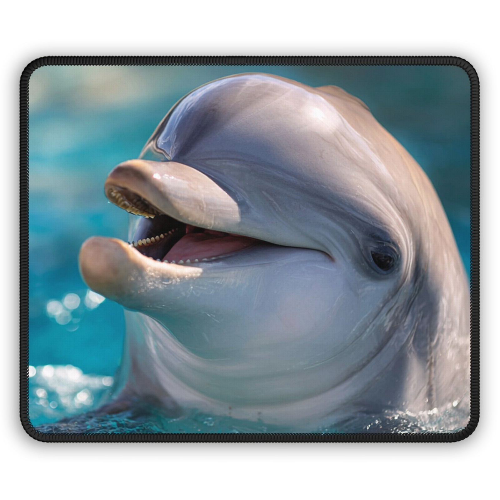 Smiling Dolphin Gaming Mouse Pad | Cute Ocean Wildlife Desk Mat