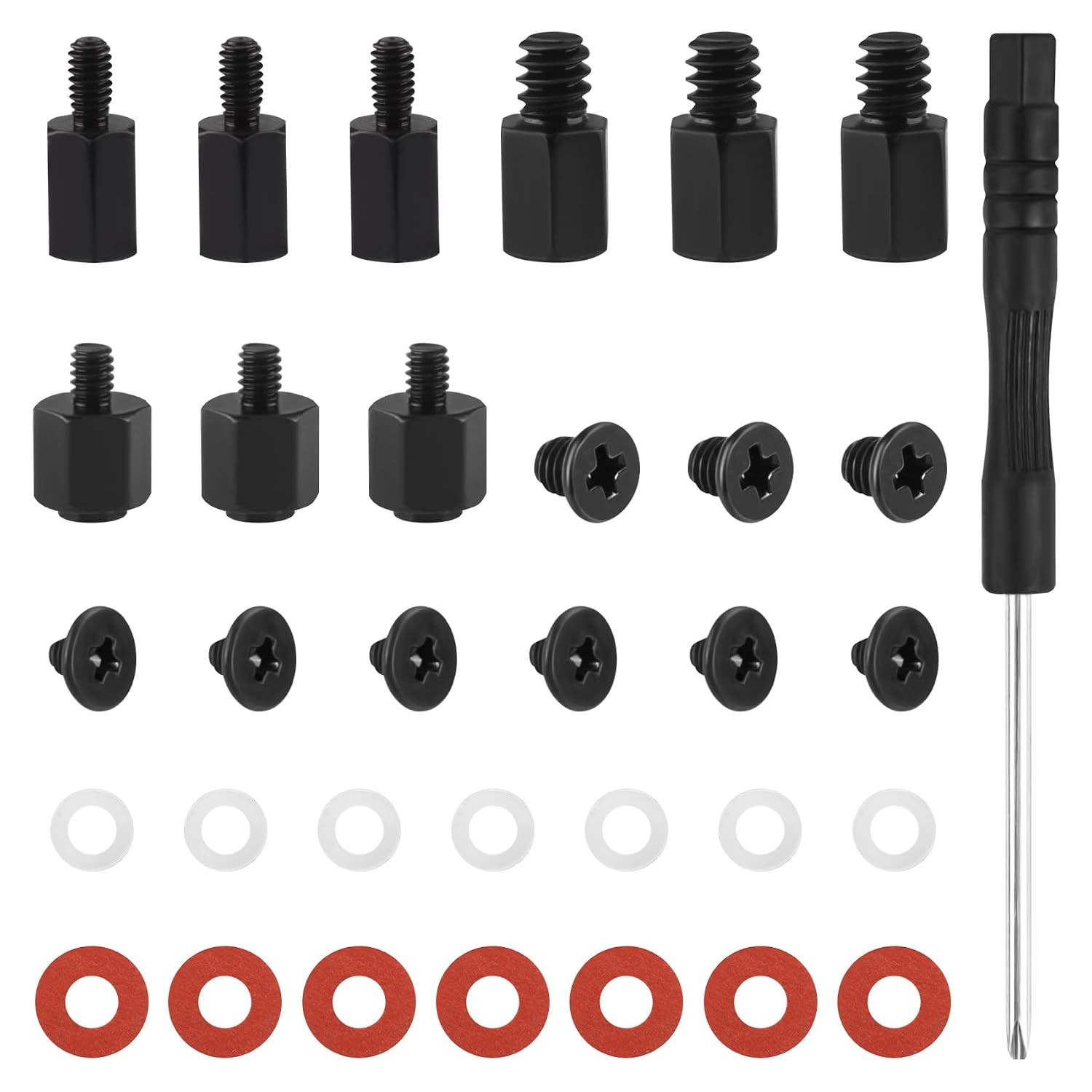 30Pcs M.2 SSD Screws Nvme Standoff Kit for Asus MSI Gigabyte,Black