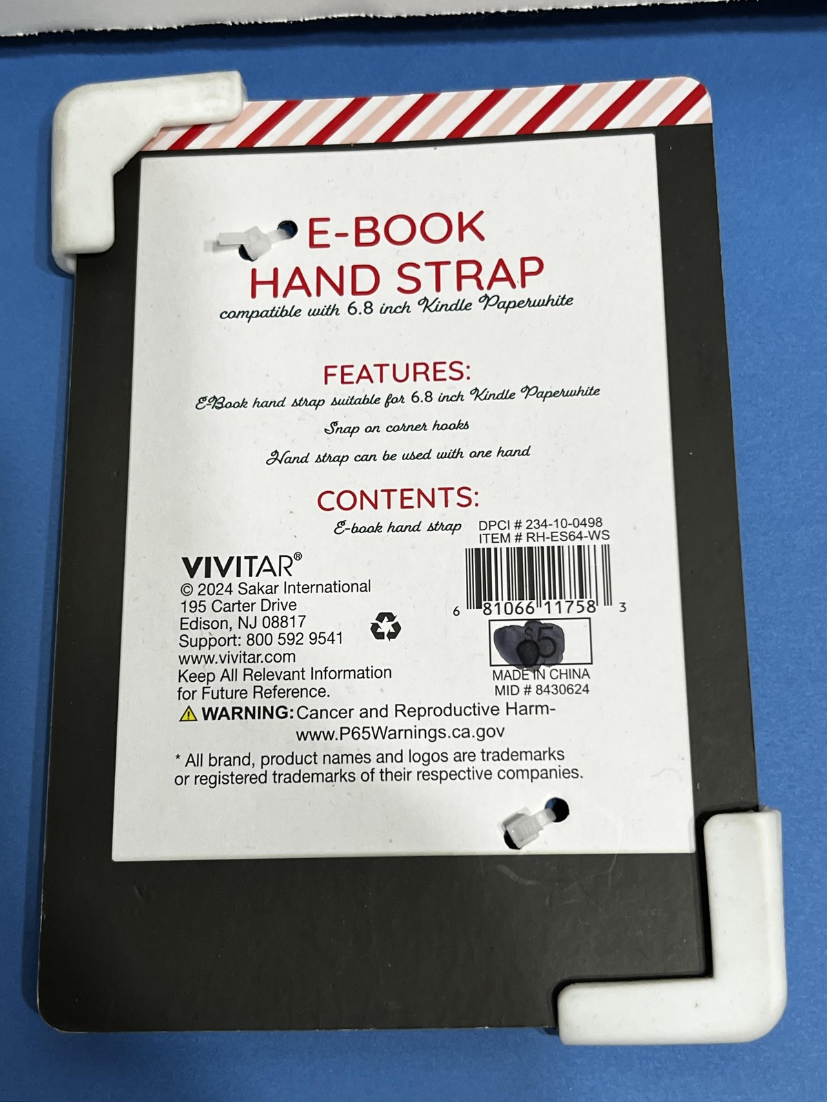 Vivitar E-Book Hand Strap for 6.8 Inch Kindle Paperwhite Secure Grip Holder