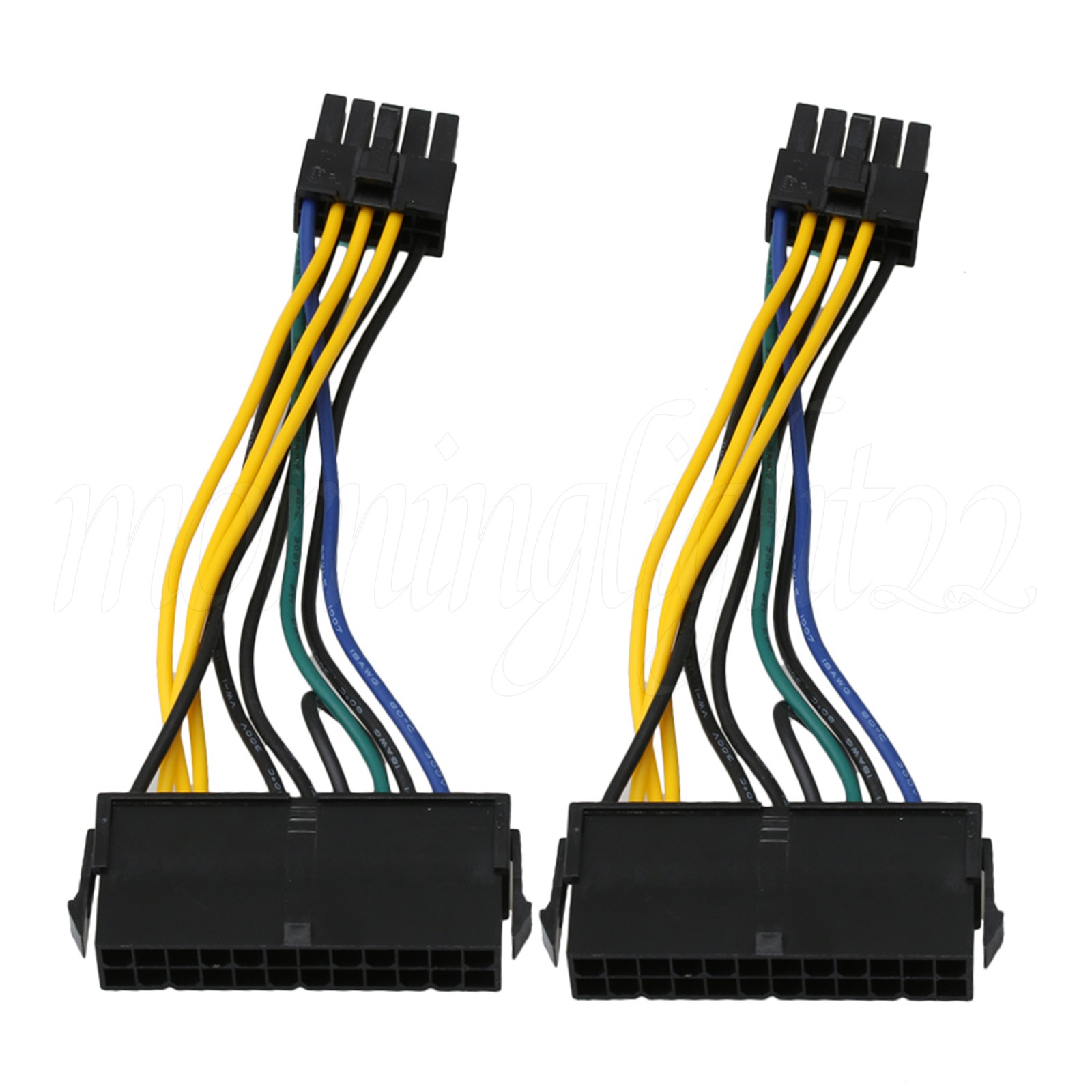 2PCS 24 Pin to 10 Pin Main Power Adapter Braided Sleeved Cable