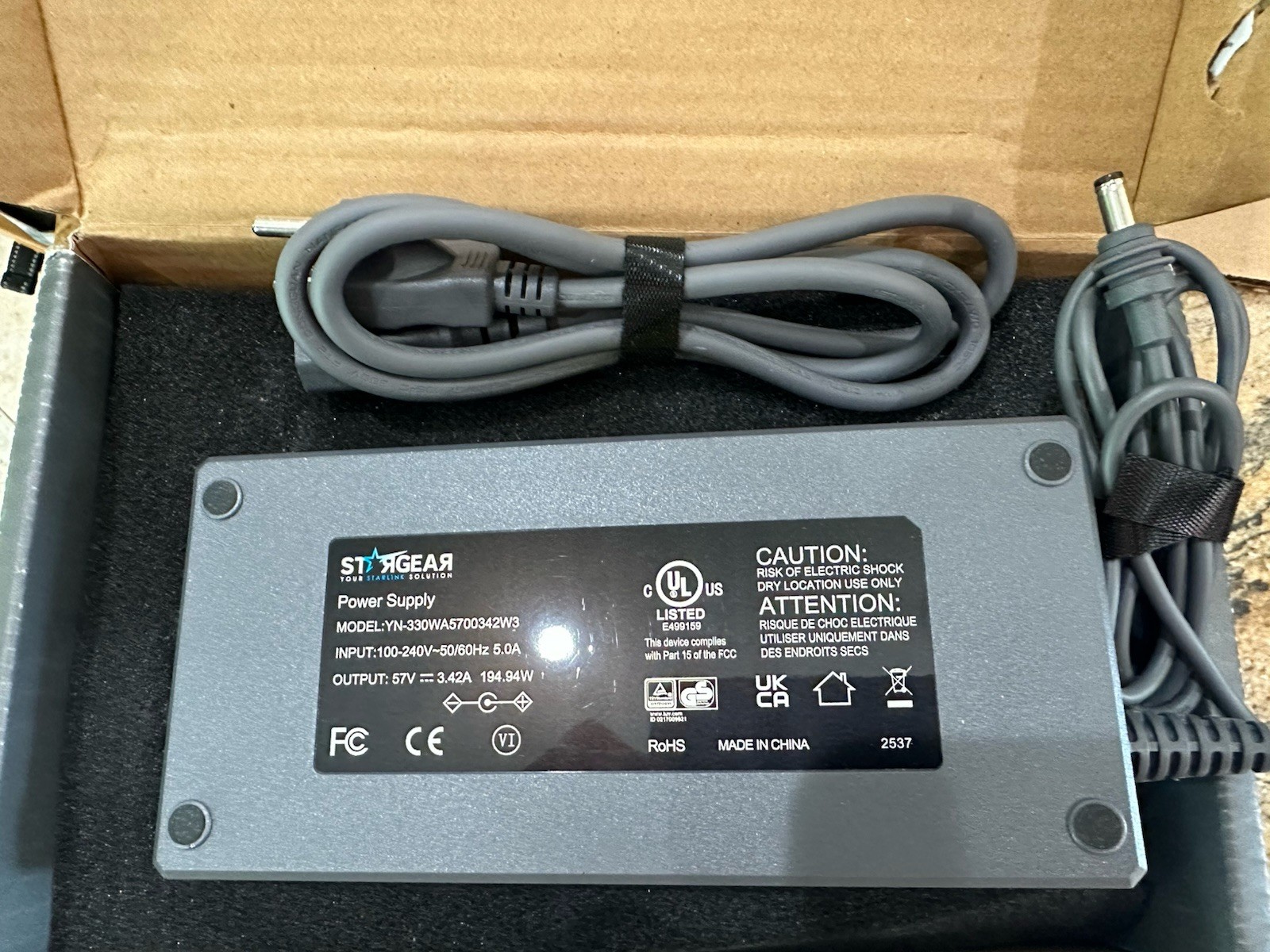 Stargear Power Supply Model YN-330WA5700342W3 Input 100-240V  50/60Hz Starlink