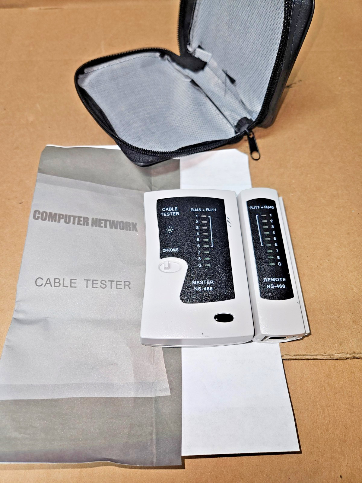 Inland Network NS-468 RJ45 & RJ11 NETWORK CABLE TESTER - WITH REMOTE &  Case