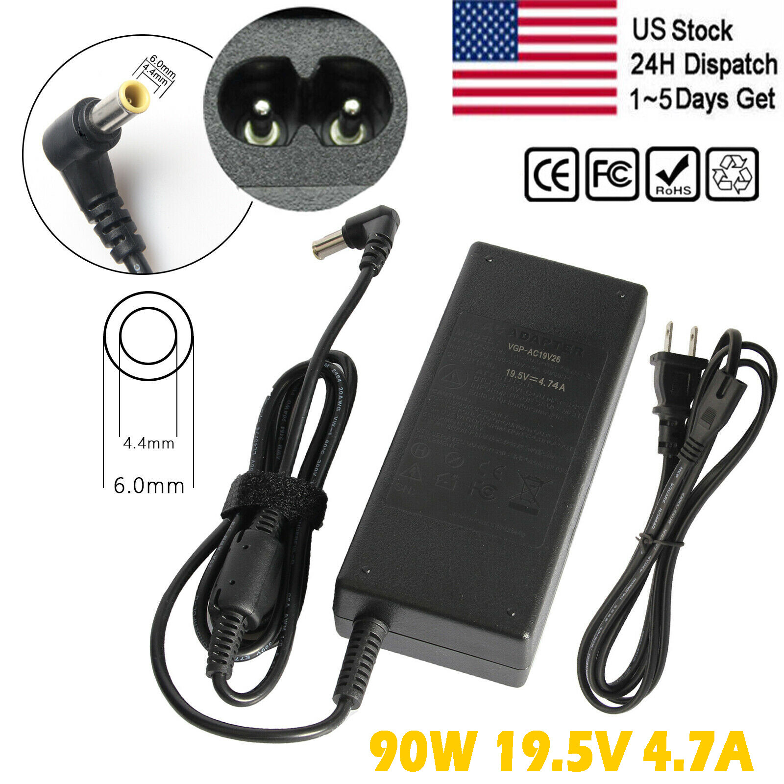 90W AC Adapter Charger For Sony Vaio PCG-61511L PCG-61A12L PCG-7184L PCG-81114L*