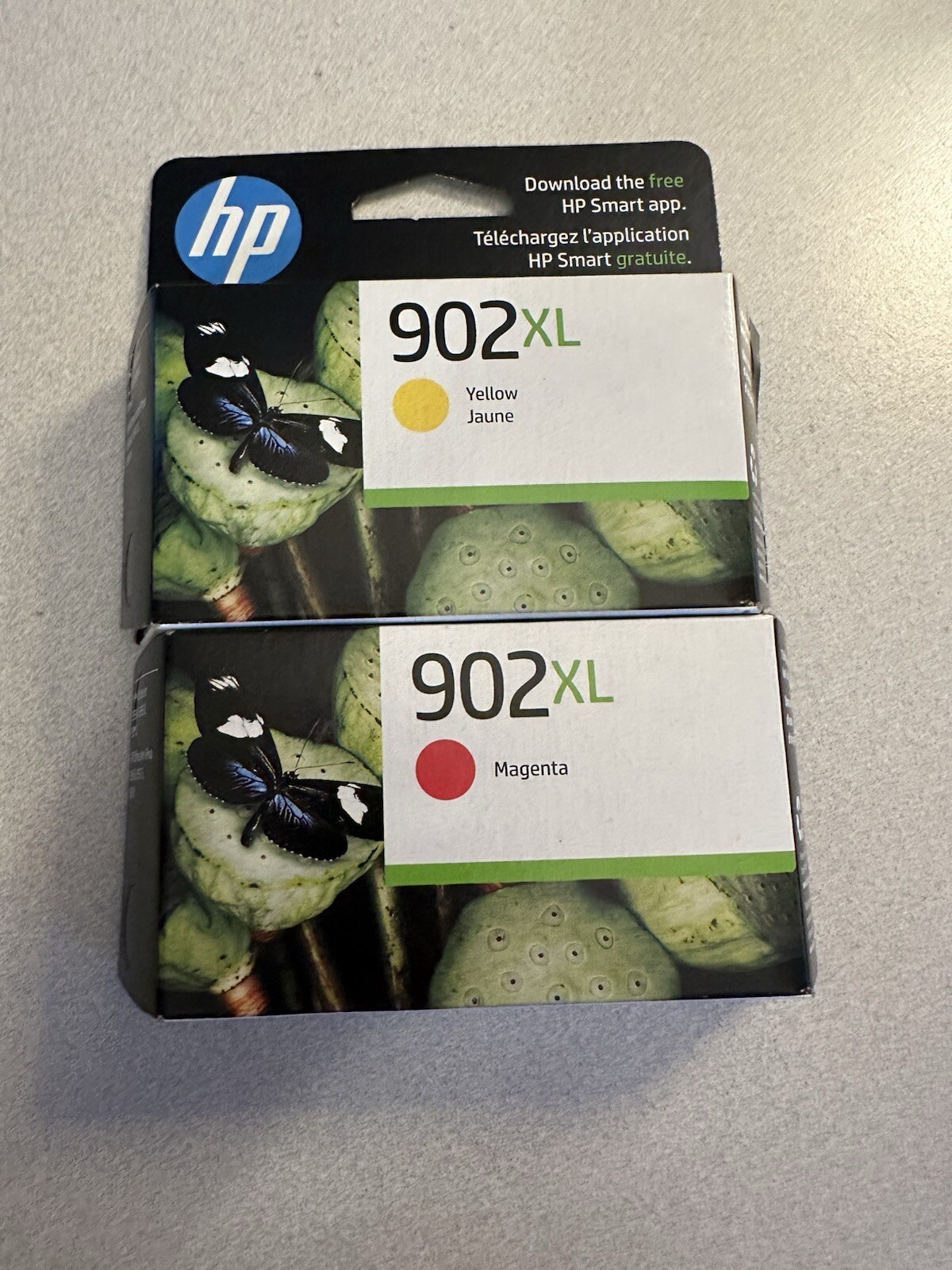 Genuine HP 902XL Magenta (T6M06AN) & Yellow (T6M10AN) Ink Cartridge NIB Lot of 2