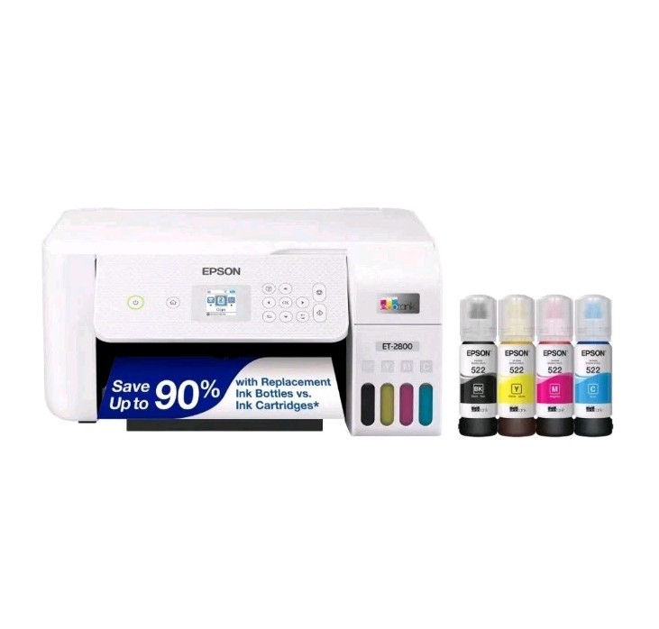 New Epson EcoTank ET-2800 Wireless All-in-One Supertank Inkjet Printer - White