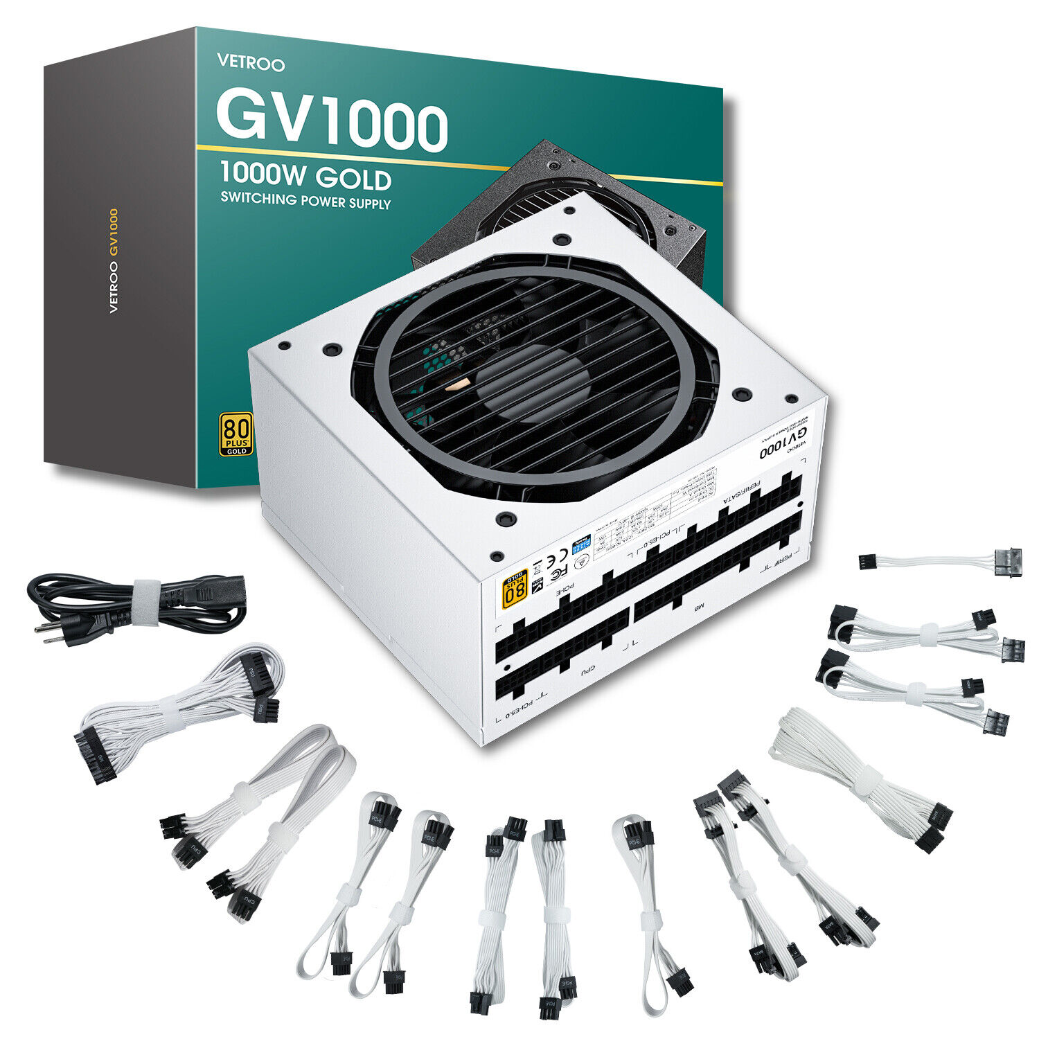 Vetroo 1000W Power Supply ATX 3.0 Ready Full Modular 80 plus Gold Gaming PSU