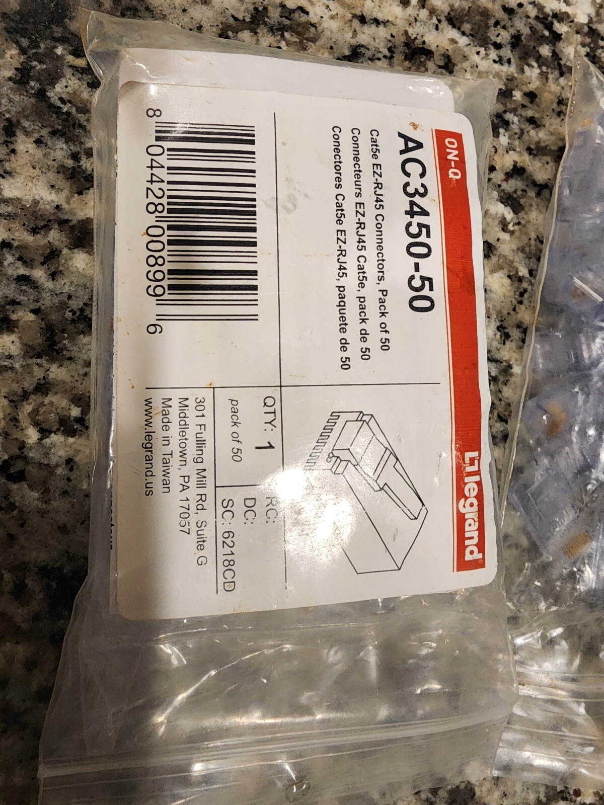 50 New Legrand cat 5e EZ-RJ45 connectors AC3450-50 (W)