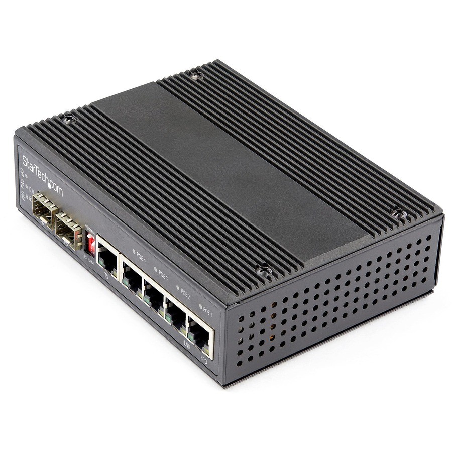 StarTech Industrial 5-Port Gigabit Ethernet Switch w/4 PoE RJ45 +2 SFP Slots