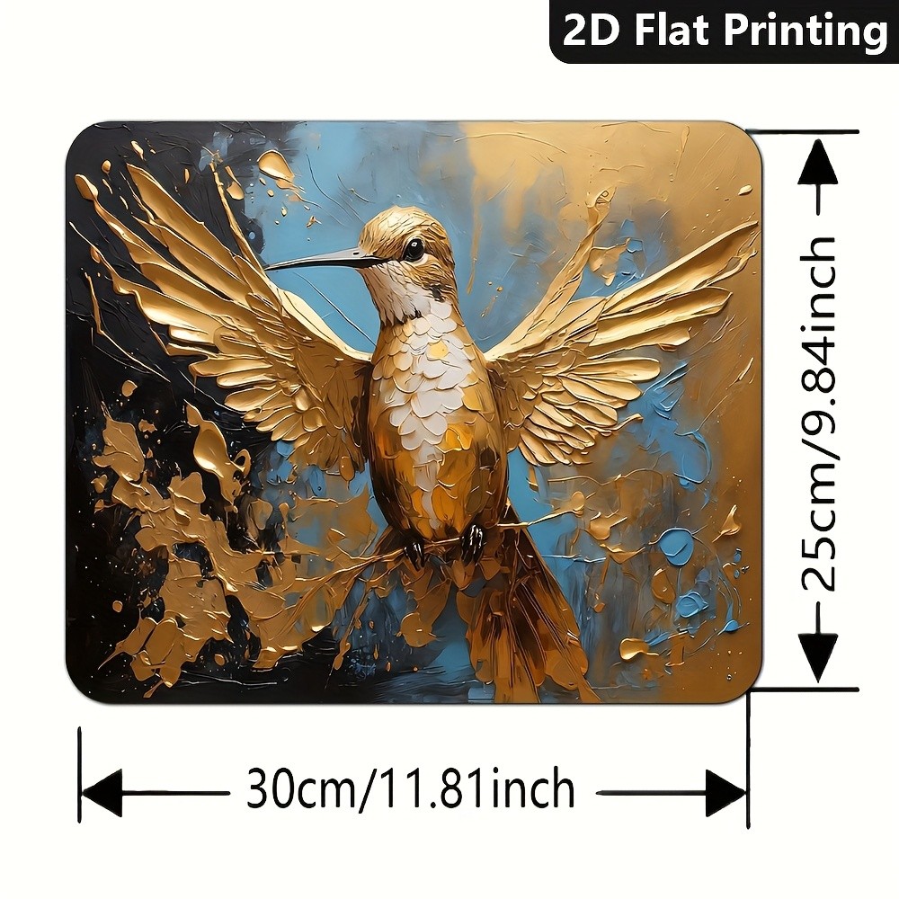 Abstract Artwork of a Golden Hummingbird, Single Piece, Mouse Pad Available in