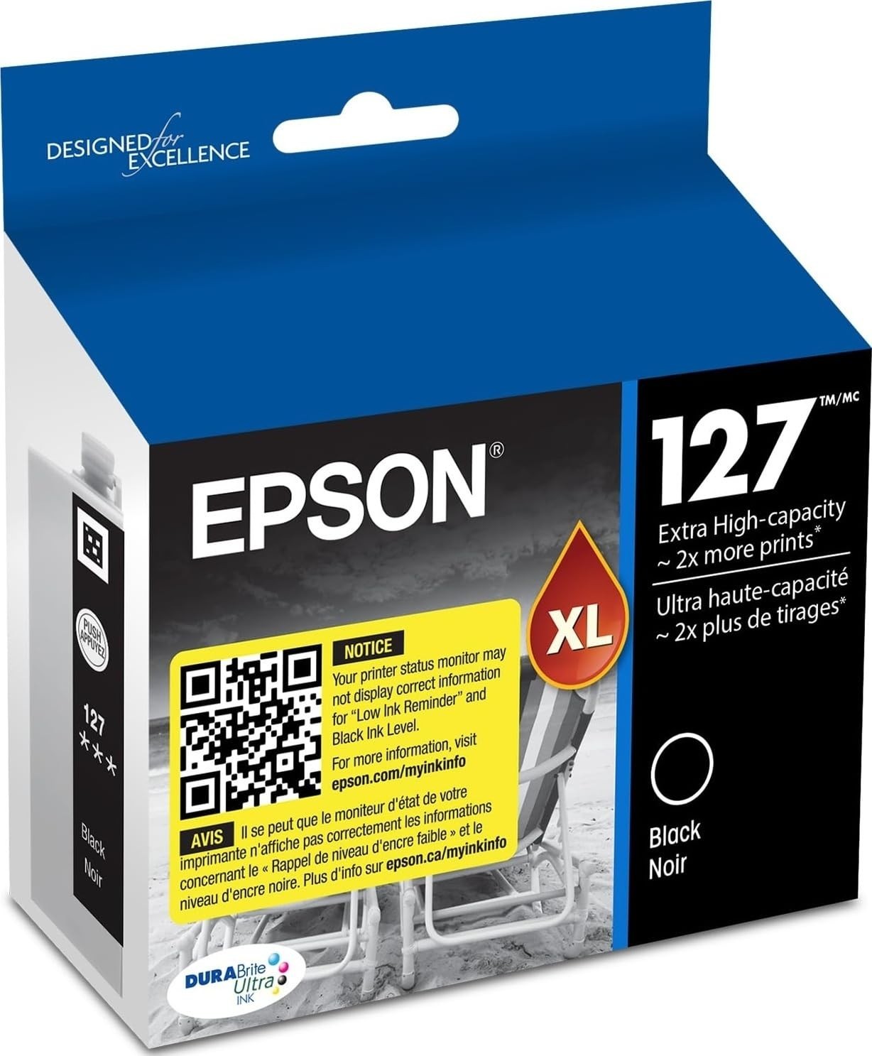 01-2020 NIB GENUINE Epson Ink 127 T1271 BLACK workforce 545 630 645 NX530 NX625