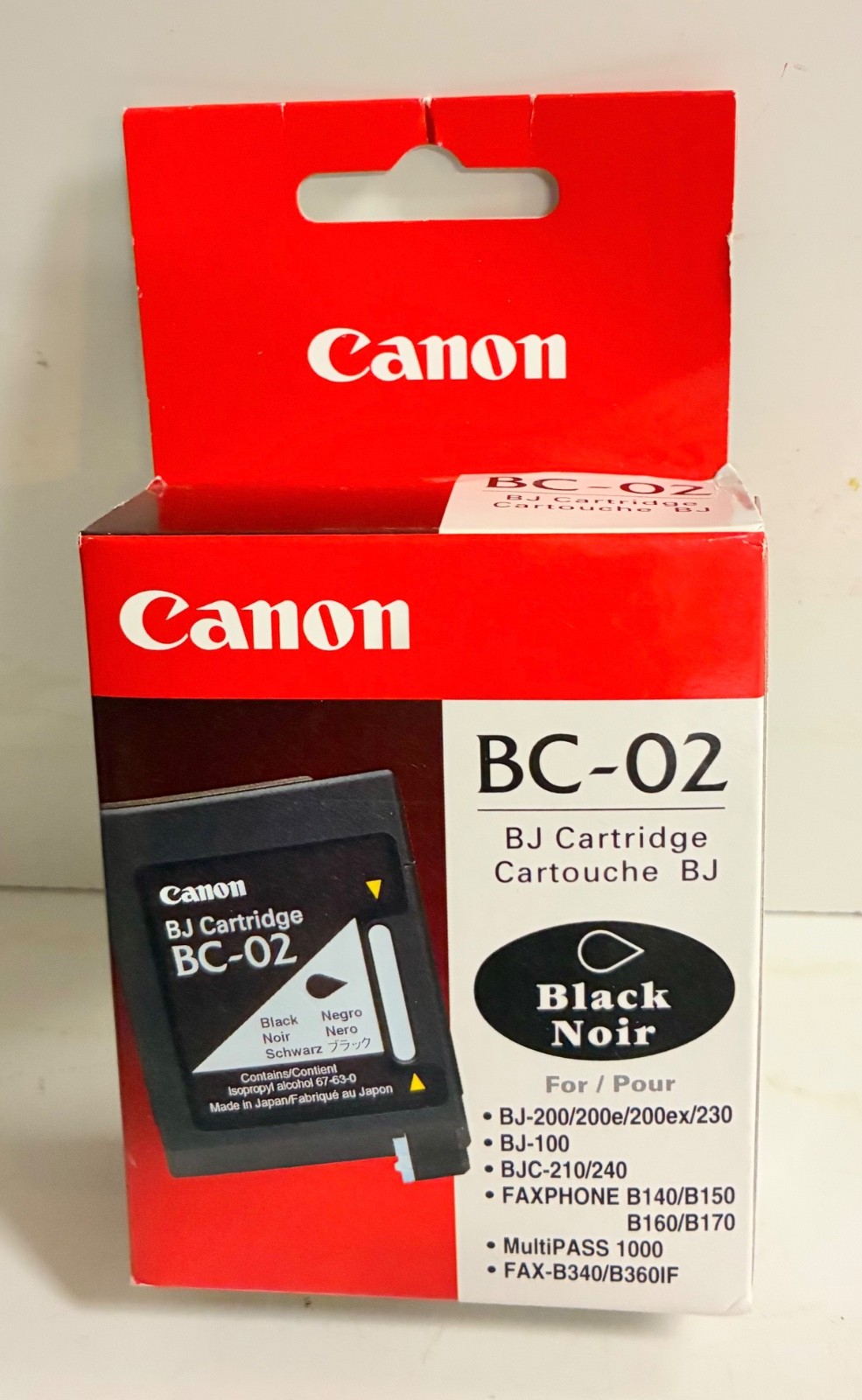 Canon BC-02 Black Ink Cartridge Genuine OEM NOS BJ BJC FaxPhone MultiPASS 27ml