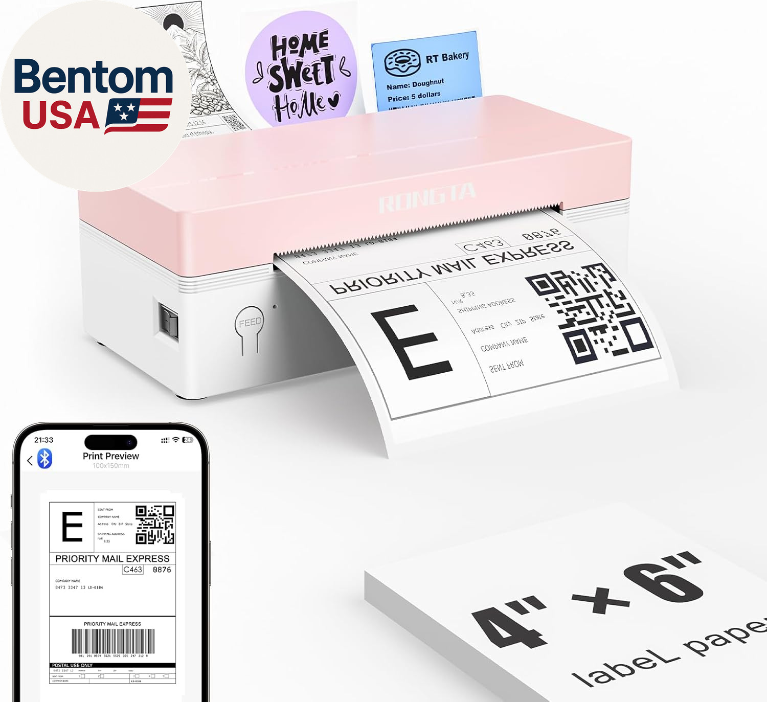 4X6 Bluetooth Thermal Label Printer, Wireless Shipping Label Printers for Shippi