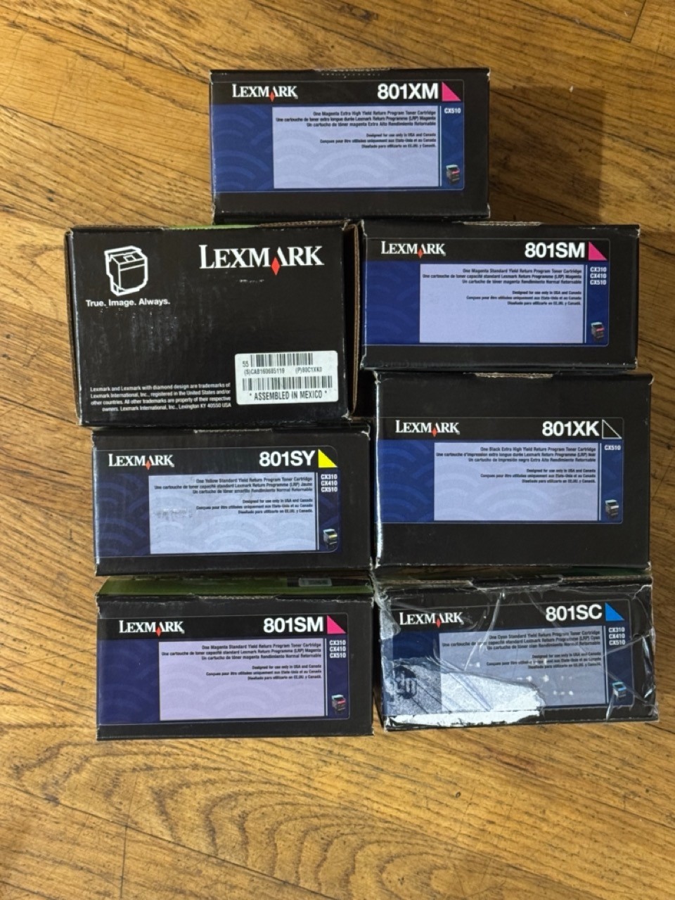 LOT OF GENUINE SET LEXMARK XTRA-HI-YLD TONER 801XK 801SC 801SM 801XM