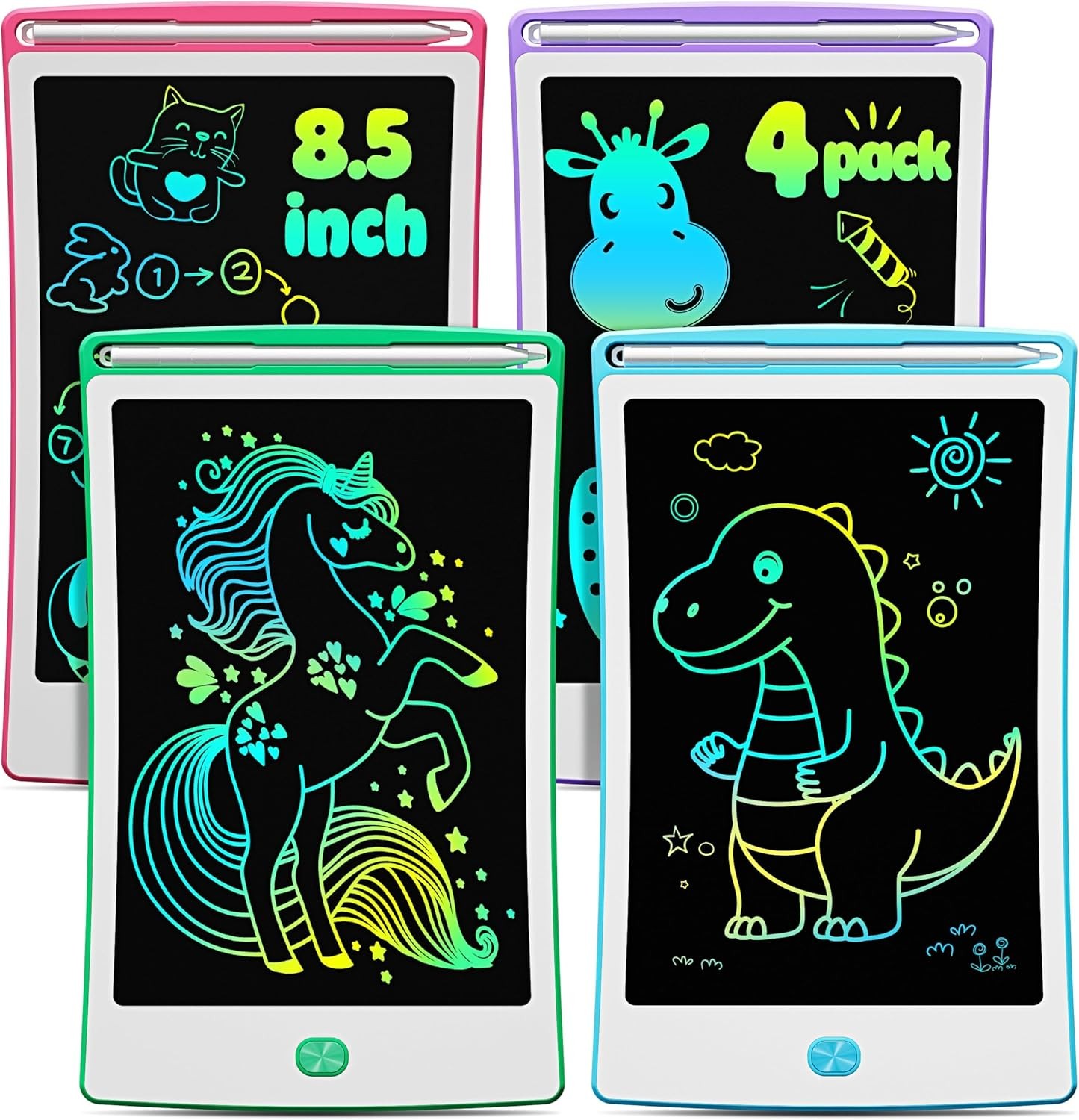 4 Pack LCD Writing Tablet, 8.5 Inch Colorful Toddlers | Gift For Kids