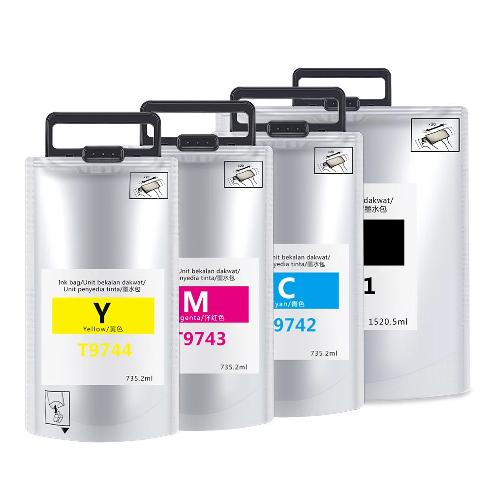 4 Colors T9741-T9744 Pigment Ink Bag for EPSON WorkForce Pro WF-C869Ra Printer