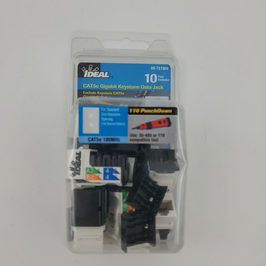 IDEAL 89-751WH CAT5e Gigabit Keystone Data Jack (10 PACK) New