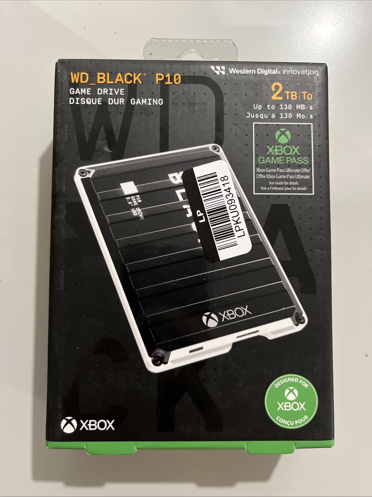 WD 2TB BLACK P10 Game Drive for Xbox USB 3.2 Gen 1 WDBA6U0020BBK-WESN New F