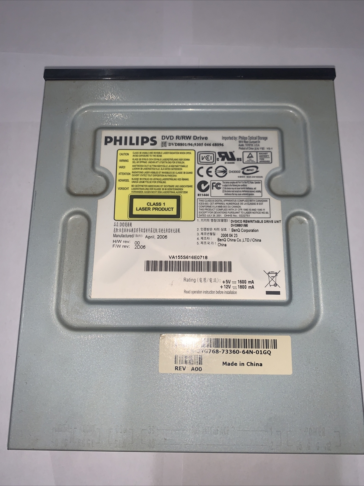 Philips DVD R/RW Drive CD DVD8801/96