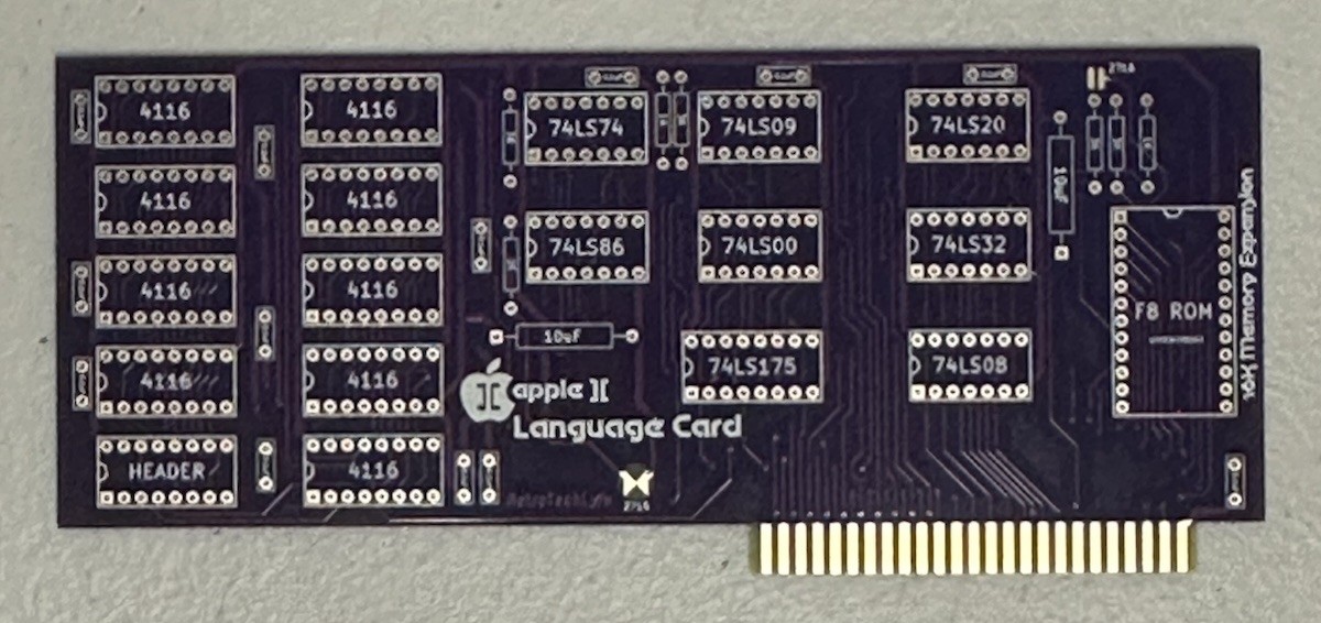 Apple II / II Plus Language Card PCB - 16K RAM Expansion Board
