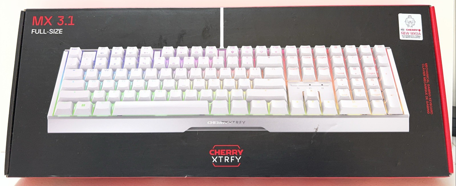 Cherry XTRFY MX 3.1 Corded Mechanical Gaming Keyboard White MX2A Red NEW OPENBOX