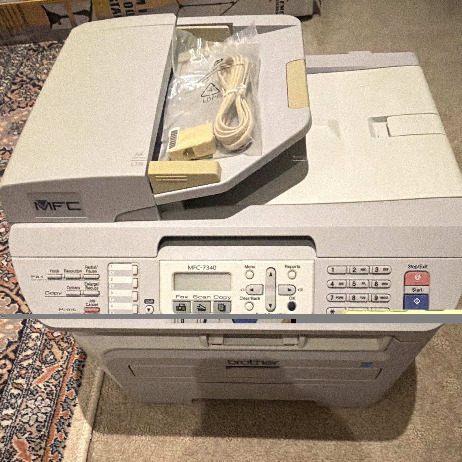 Brother MFC-7340 Printer W/Wiretek TC160 2m Telephone Cable (Australia)