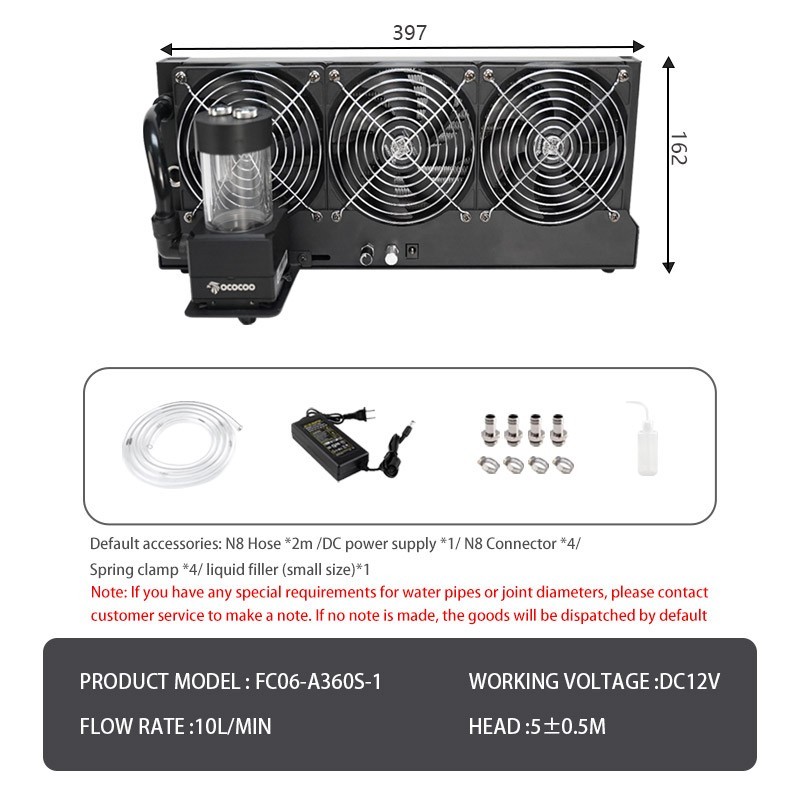 OCOCOO FC06 360mm External Water Cooling Station Integrated Radiator Pump Combo