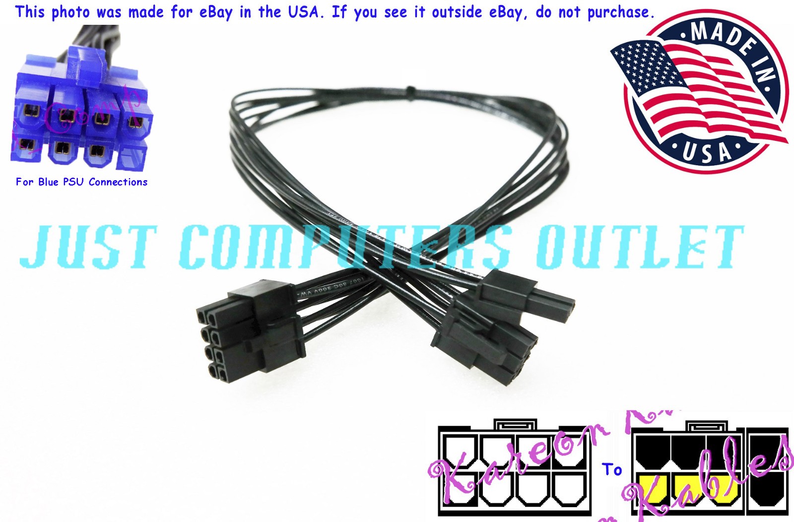 🔥12" Custom SilverStone Modular 8-Pin to (6+2) Pin PCI-E GPU Power Cable